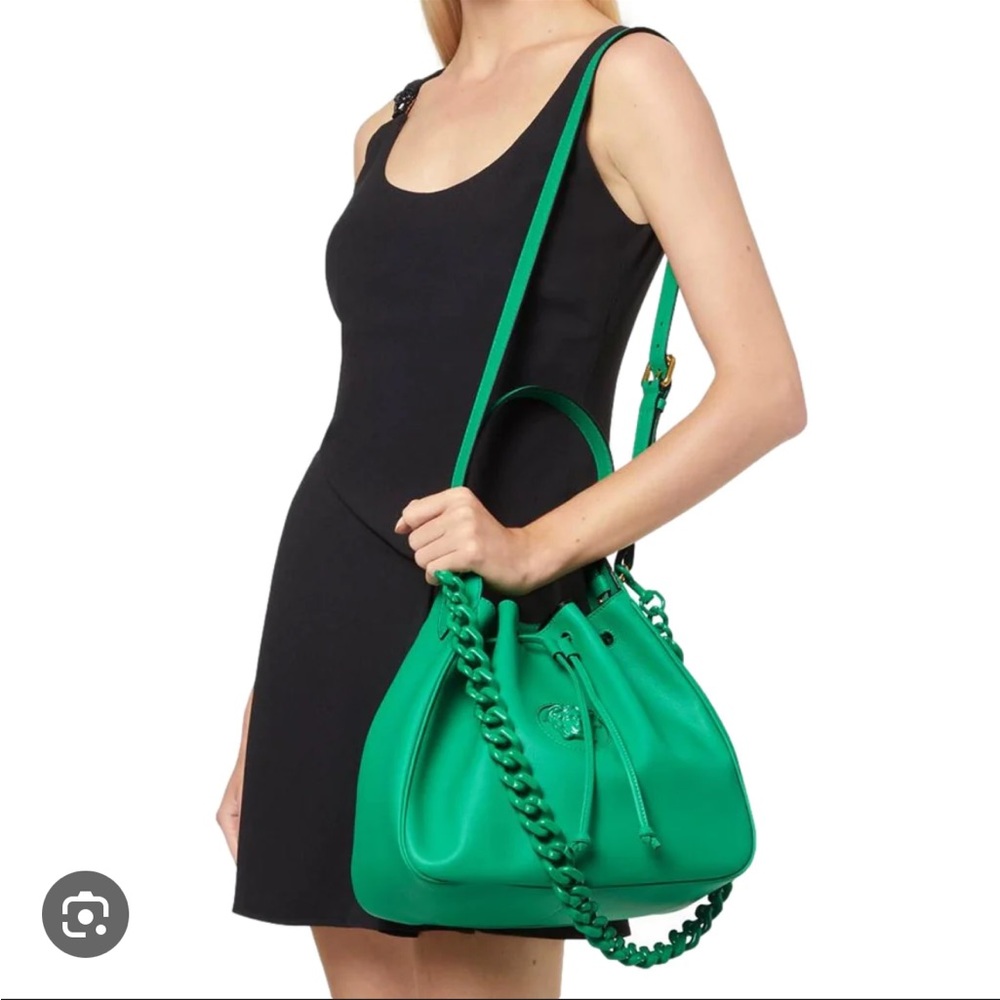 Versace La Medusa Leather Bucket Bag Green
